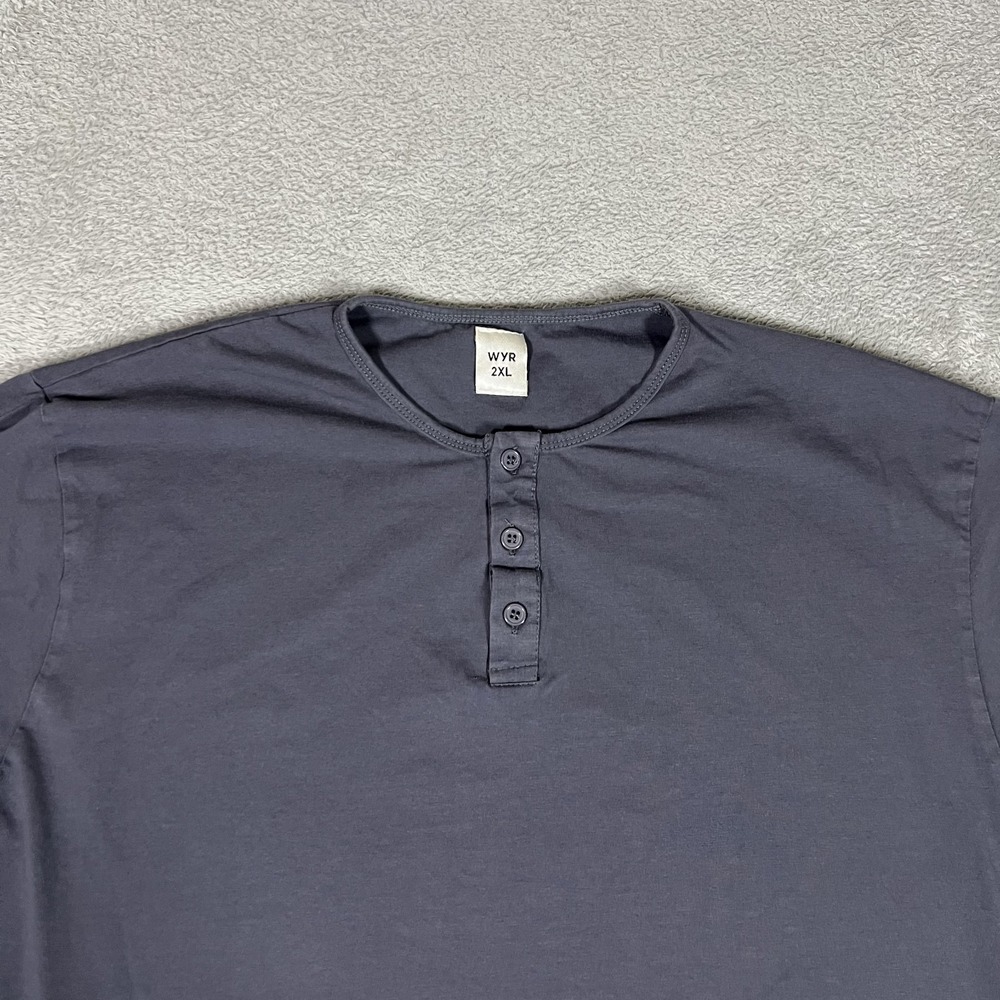 WYR Shirt Mens 2XL Gray Henley Long Sleeve Tee Casual - Picture 3 of 11
